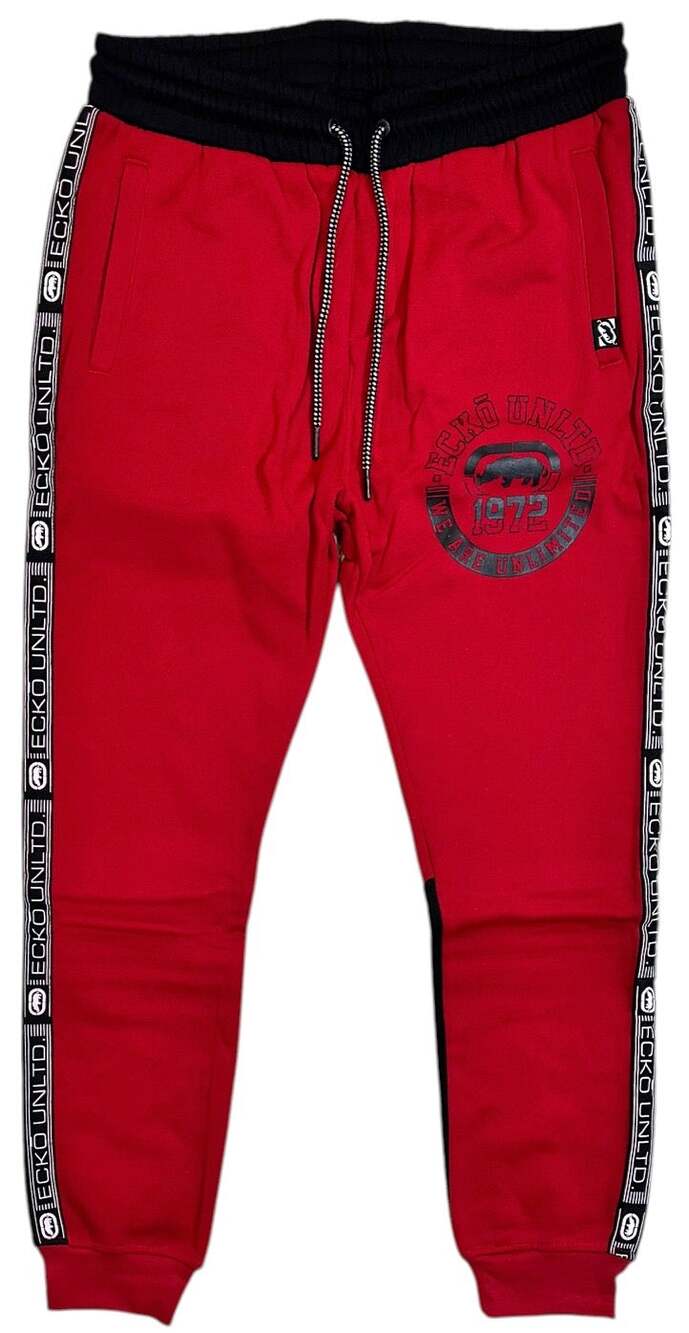 Ecko Unltd Men's Side Logo Tape Fleece Jogger Sweatpants in Red